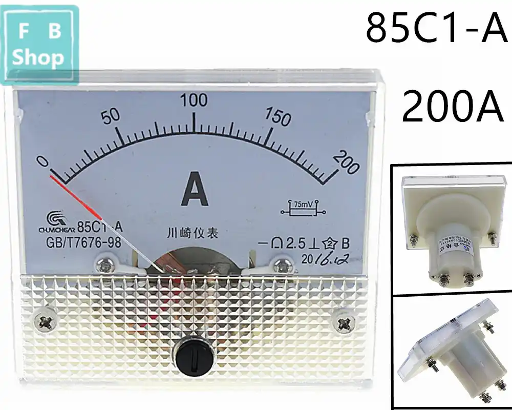 1PC DC 200A Analog Ammeter Panel AMP Current Meter 85C1 0-200A DC with Shunt