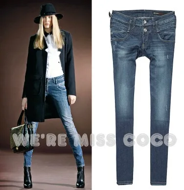 2013 New Sexy Skinny Mid Rise Double Waist 9-length Jeans for Ladies Women |