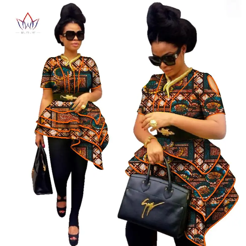 BRW Africa Style Women Modern Fashions Womens Tops Dashiki African Print Tops Shirt Plus Size M-6XL Women Clothing WY2576