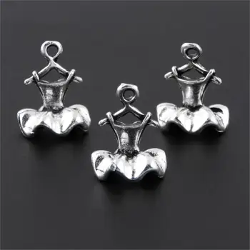 

25Pcs Silver Color Skirt Charms Princess Dress Pendant Finding Girls Birthday Gift Necklaces Jewelry Wholesale 13X10mm A3249