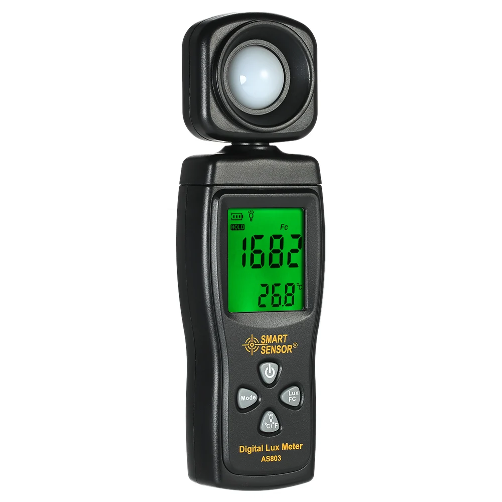 

SMART SENSOR Mini Digital Lux Meter LCD Display Handheld Illuminometer Luminometer Photometer Luxmeter Light Meter 0-200000 Lux