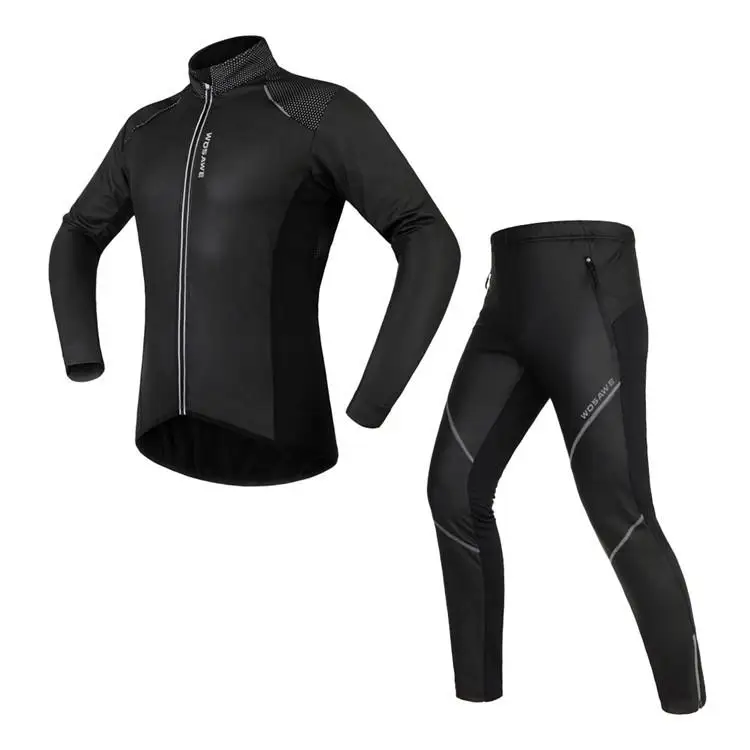 

Men's Winter Thermal Fleece Cycling Jersey Set MTB Bike Bicycle Cycling Jacket Pants Windproof PU Waterproof Reflective