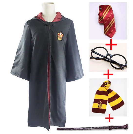 Халат, накидка, галстук, шарф, палочка, очки Ravenclaw/Gryffindor/Hufflepuff/Slytherin Robe, Маскарадные костюмы, Гермиона, костюм 23 - Цвет: Harry Potter Sut