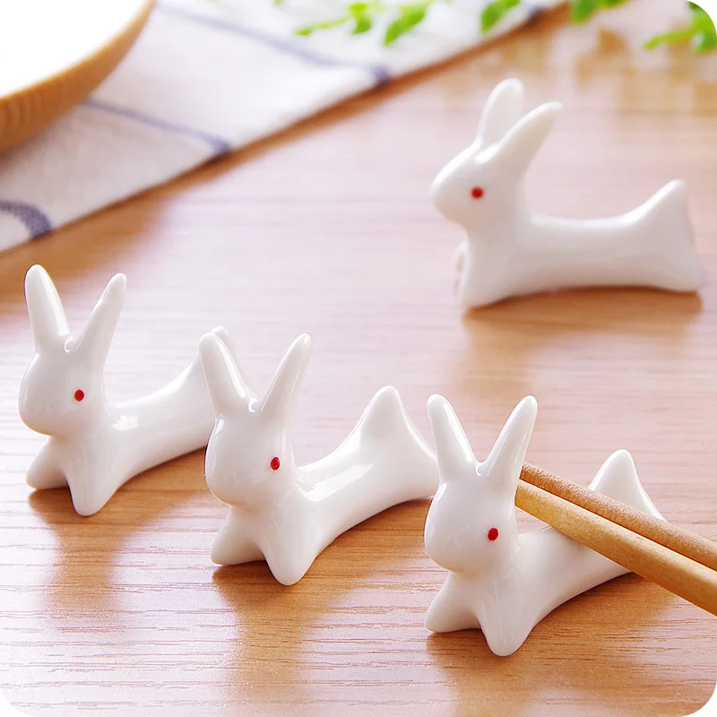 5pcs Cute duck/rabbit shape ceramic Chopsticks holder Chop stick Stand