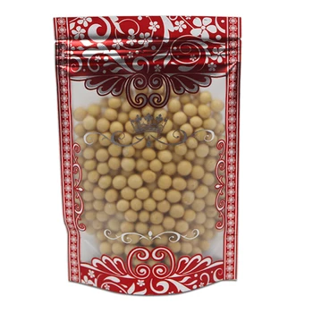 

100Pcs/Lot Stand Up Plastic Zip Lock Flower Printed Matte Clear Package Bag Food Coffee Storage Resealable Doypack Pouch