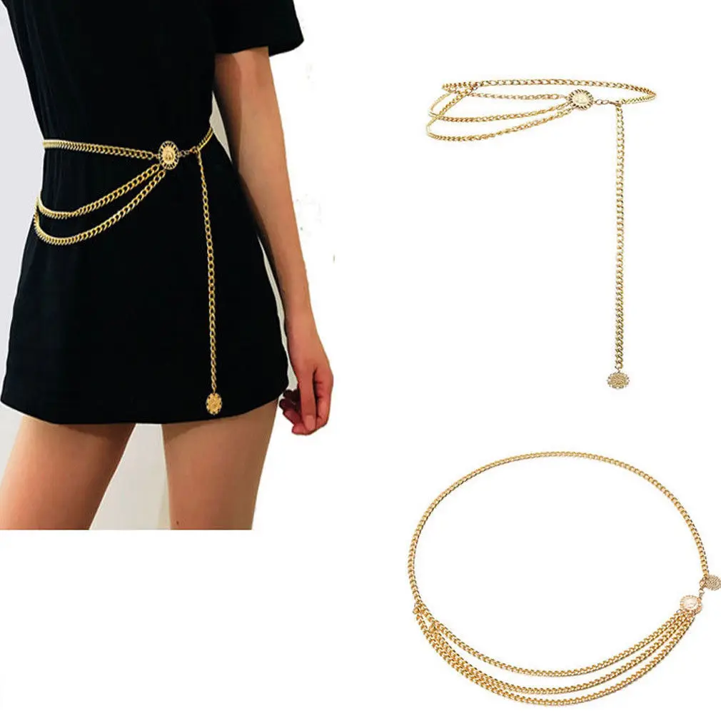 

Women Bikini Body Chain Waist Gold Belly Beach Harness Slave Necklace Jewelry