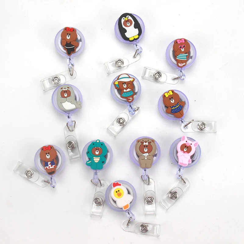 

Lovely Cute Bear Nurse Retractable Badge Reel Pull ID Card Badge Holder Belt Clip Hospital School Office