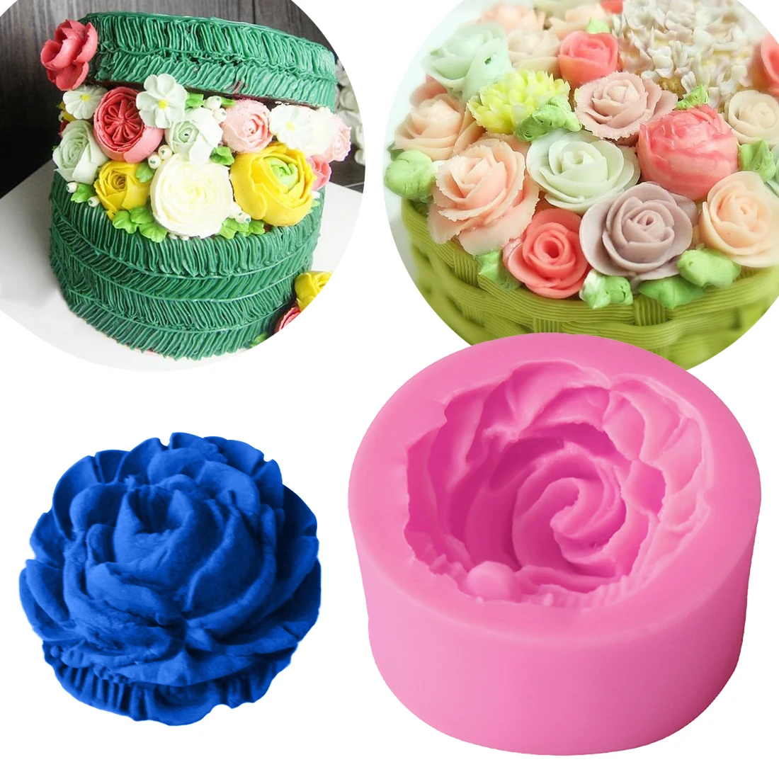 

Rose Cake Decorating Tools 3D Flower Silicone Mold Fondant Cake Decorating Chocolate Cookie Soap Polymer Clay Baking gify Molds