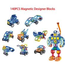 Мини 140 шт Магнитные строительные блоки, игрушки развивающие пластиковые кирпичи техника дизайнер сборки обучающий конструктор строительство