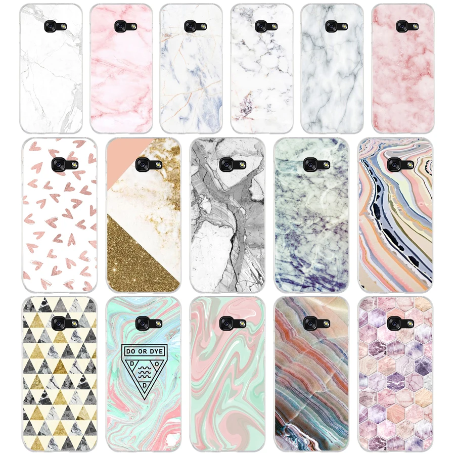 

120AQ pink white blue marble Soft Silicone Tpu Cover phone Case for Samsung galaxy a3 a5 2016 2017 a6 A8 2018