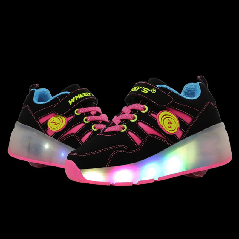 Светящиеся кроссовки, Детские светящиеся кроссовки, обувь для катания на роликах, детская обувь с колесами, туфли со светодиодной подсветкой для мальчиков и девочек