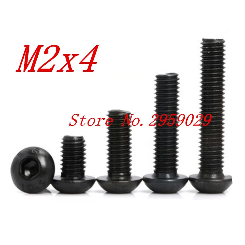 1000PCS ISO7380 m2*4 M2 x 4mm Steel with black hex hexagon socket button head screw | Обустройство дома