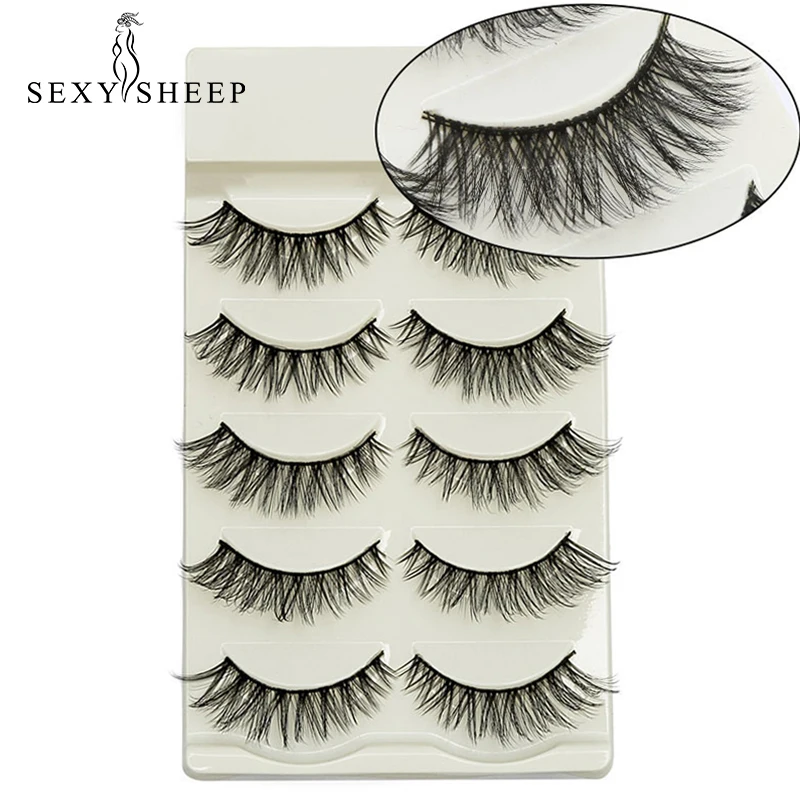 

SEXYSHEEP 5 pairs 3D Mink Eyelashes Natural False Eyelashes long Lashes Soft Fake Eyelashes Extension Makeup Kit Cilios