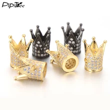 Pipitree роскошные микро кубический цирконий Корона Бусины для мужчин браслет Изготовление ювелирных изделий Шарм розовое золото цвет латунь разделитель бисера