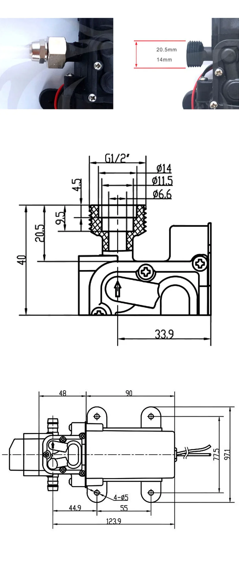 DC 24 V 100 W 130PSI 8L/мин мембранный самовсасывающий насос высокого давления для воды сельскохозяйственный Электрический водяной насос Автомойка спрей