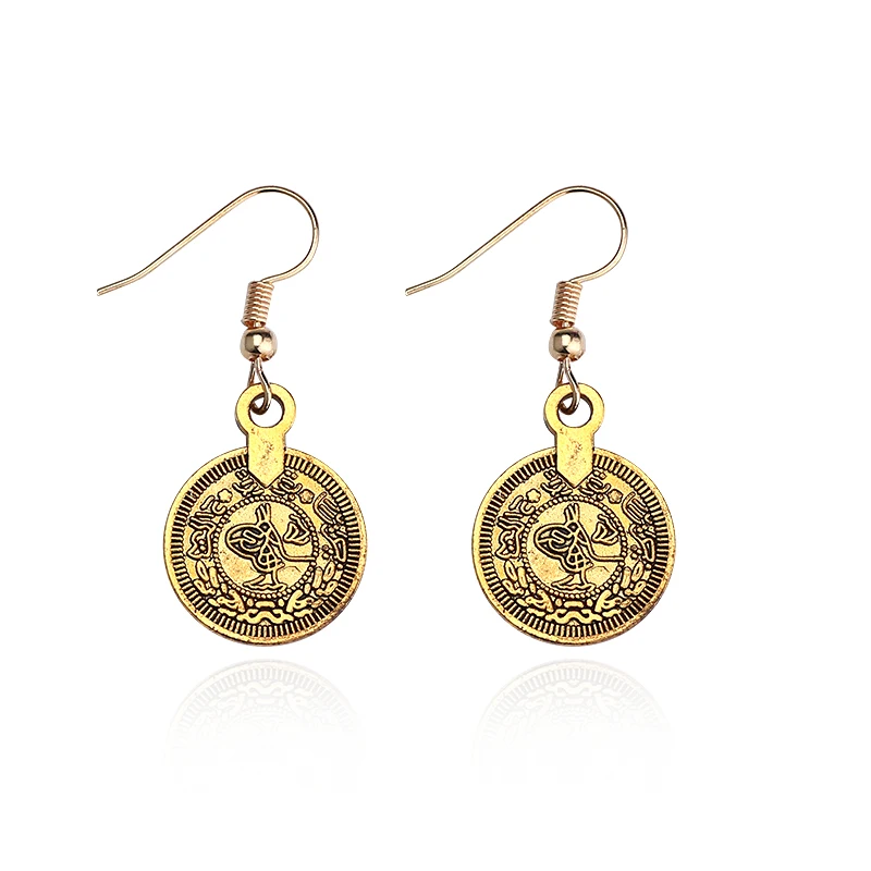 

Fashion Retro Wild Earrings Indian Egyptian Coins Tassel Earrings Personalized Disc Pendant Strap Gift For Girls