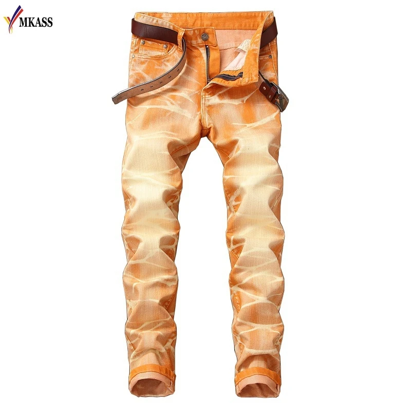 2018 New Fashion Denim Pants Solid Slim Fit Jeans Men Design Washed Retro Long Stretch Skinny Jeans 5 colors Hombre Biker Jeans