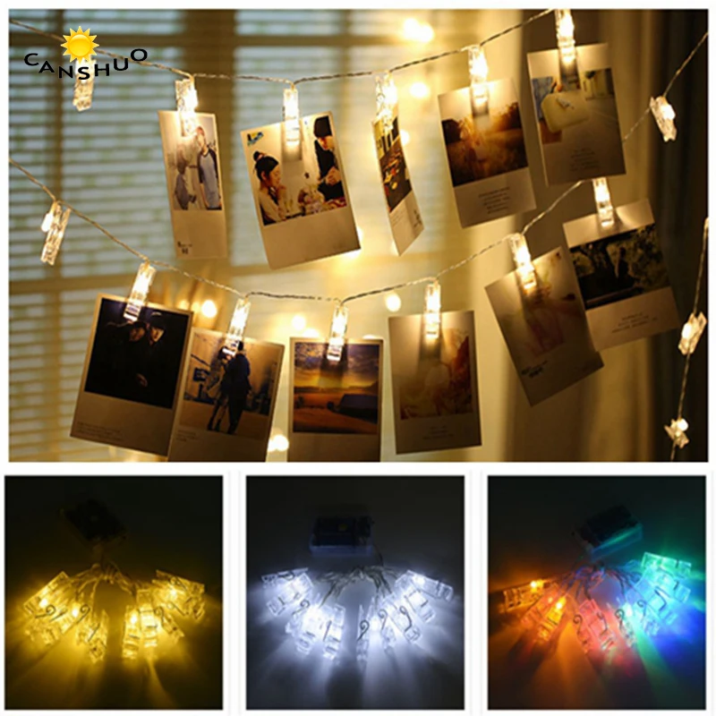 

Novel LED Garland Card Photo Clip Led String Fairy Lights 10/20/40leds Battery Christmas Garlands Wedding Valentines Decoration