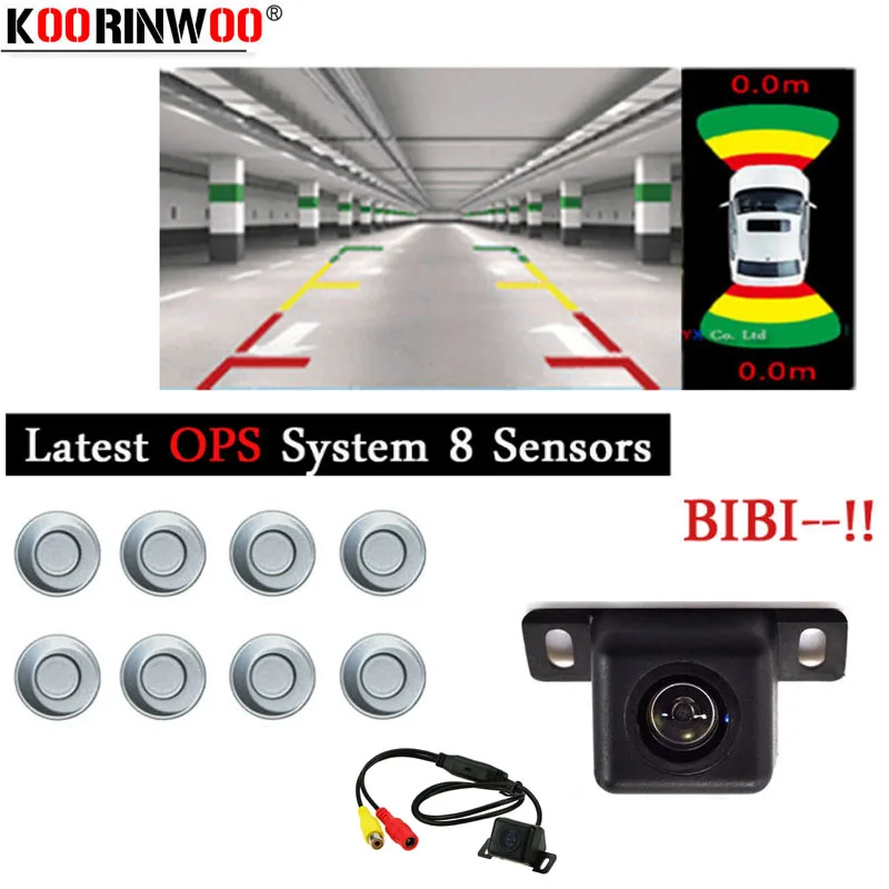 

Koorinwoo Intelligent OPS Parktronic Car Parking Sensors 8 Speed System OBD Radar Alert 4 Front Probes Rearview Assistance 2019