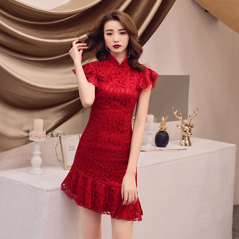 Cheongsam китайские женские короткие сексуальные новинки невесты накладное украшение для свадебного платья винтажные пуговицы Vestidos De Festa