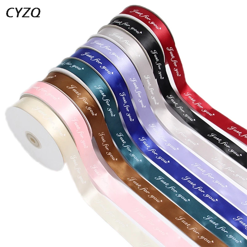 

25MM 5M Just For You Printed Poly Satin Ribbon for Wedding Party Decorations DIY Crafts Gift Packing Belt Sewing Accessories
