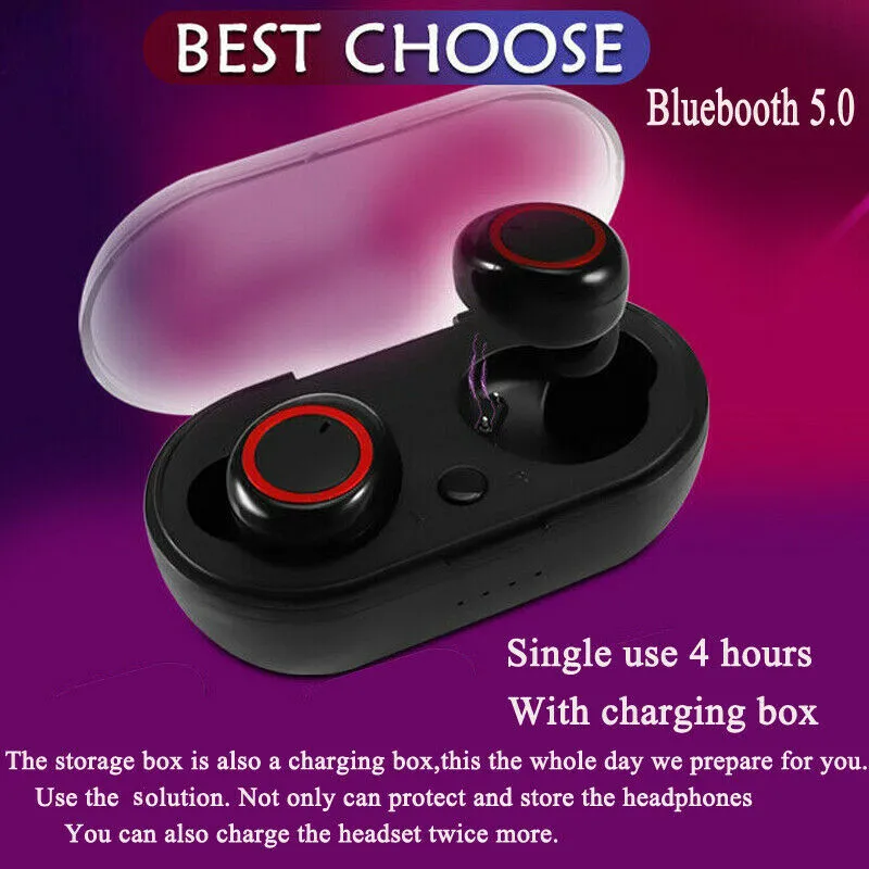

PYMH Waterproof Wireless Headphones TWS Mini True bluetooth 5.0 Stereo Earphones In-Ear Headset