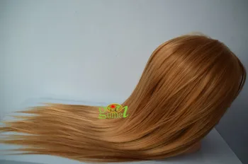 

Free Shipping Mannequin Maniquin Dummy Brown Training Head With Hair Straighten Hair Training Mannequin Head With Free Clamp