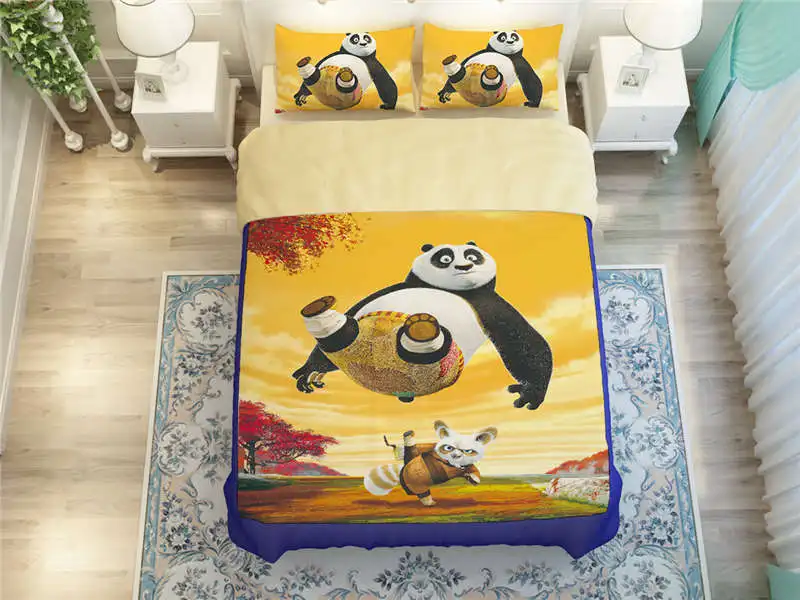 aliexpress com buy yellow kung fu panda cartoon print bedding set panda sheets twin