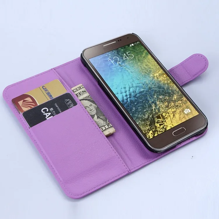 Luxury Wallet PU Leather Flip Cover Phone Case For Samsung Galaxy E5 E500 SM-E500FDS Cell Phone Cover With Card Holder Stand (10)
