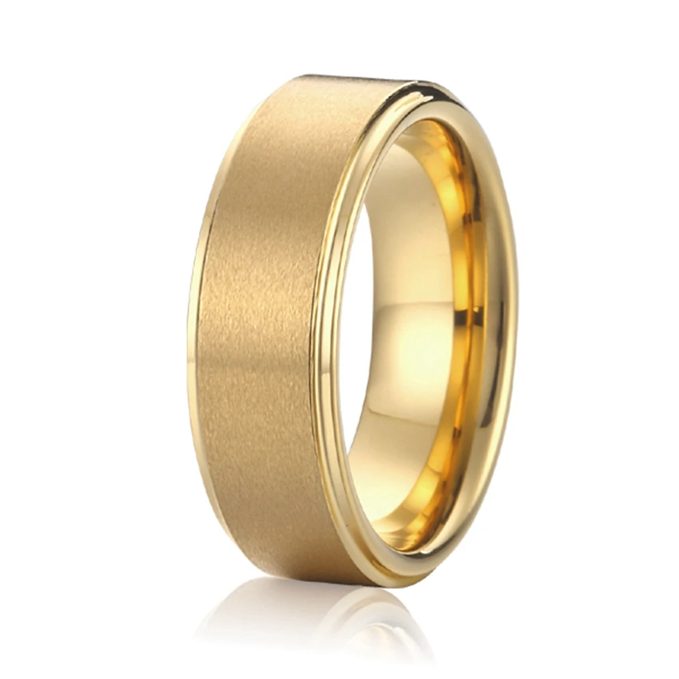 

handmade high quality gold colour titanium steel wedding bands promise rings for men and women anel alliances USA size 6-13