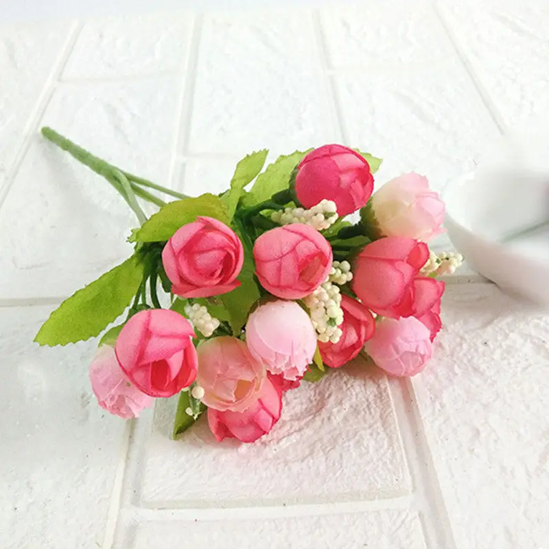Искусственное Моделирование роз розовые бутоны поддельные весенние звезды цветок дома вечерние свадебные украшения Пластиковые