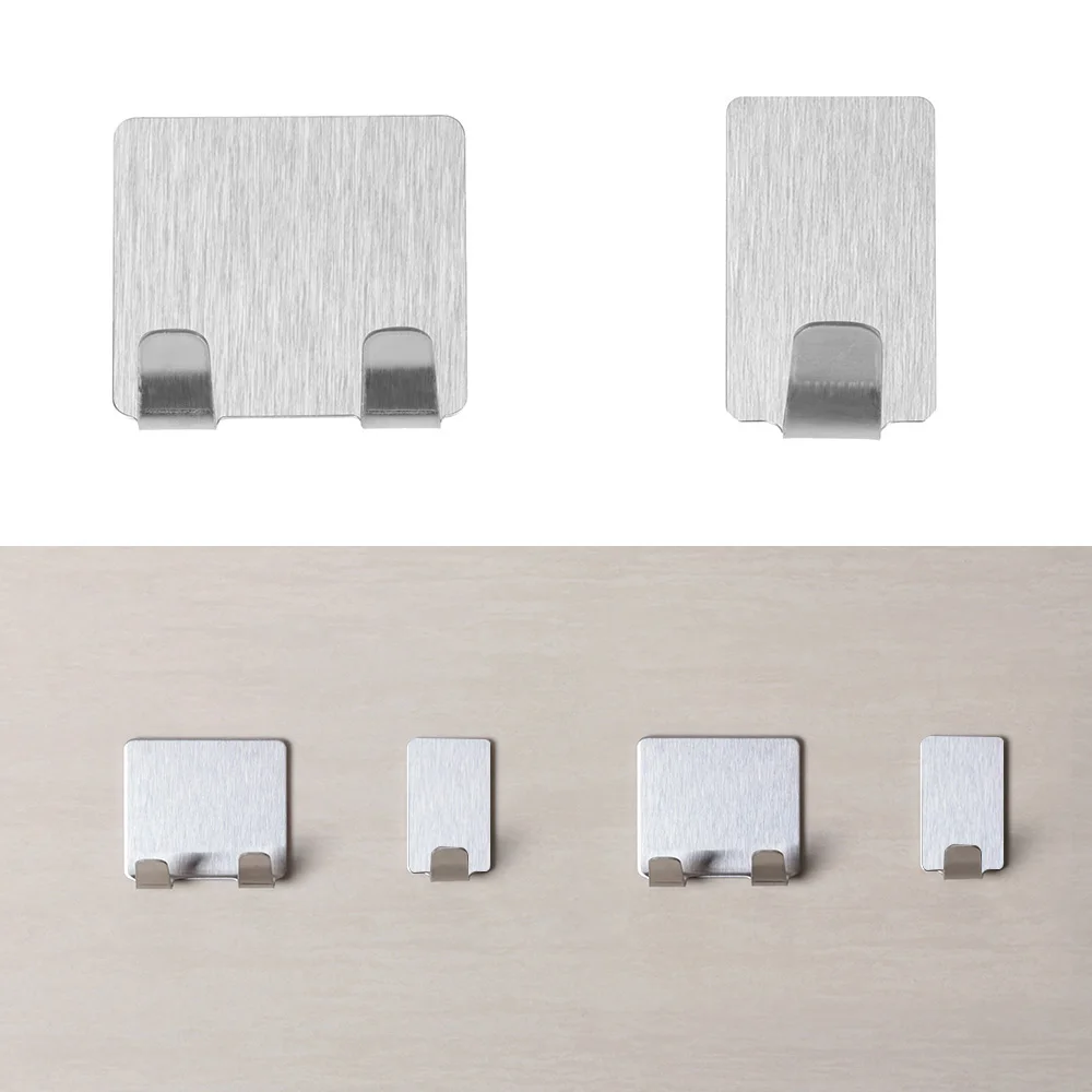 

1PC Stainless Steel Wall Hanger Racks Kitchen Bathroom Seamless Adhesive Hooks Multifunction Towel Holder Hanging Hooks