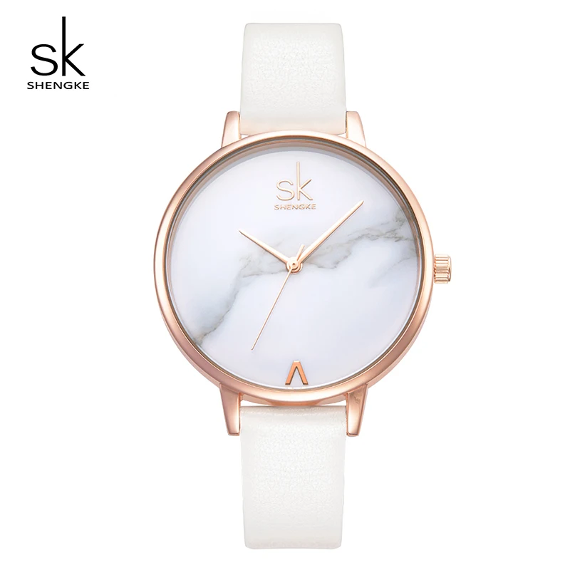 En Ligne Shengke Creative Femmes Montres Marbre Cadran Dames En Cuir Montre Bracelet Relogio Feminino 2019 SK De Luxe Quartz Montre pour Femmes