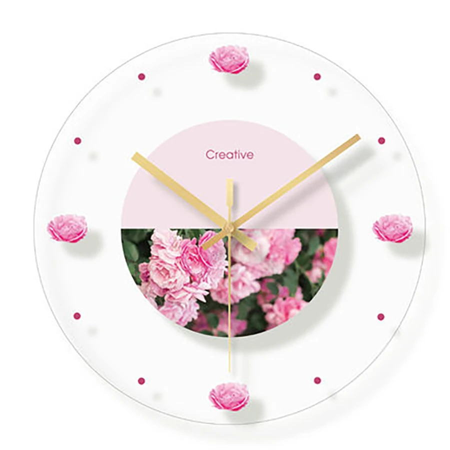 

Leaf Transparent Green Glass Clock Flower Large Decorative Wall Clocks Home Decor Modern Design Wanduhr Living Room Decoration