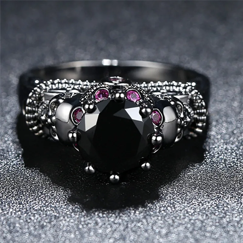 ROMAD кольцо с черепом для женщин, модное ювелирное изделие, Черный Кристал для свадьбы, помолвки, кольца на палец, Панк радужные стразы, кольцо R4
