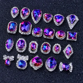 10Pcs/Lot 3D Charms Rainbow Crystal