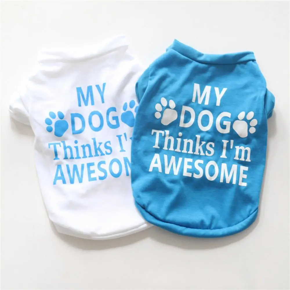 Cheap Small Dog Clothes Summer Spring White and Blue Styles Pet Dog Cat Shirt Cute Yorkshire Terrier XS-L T-shirt Breathable Pet