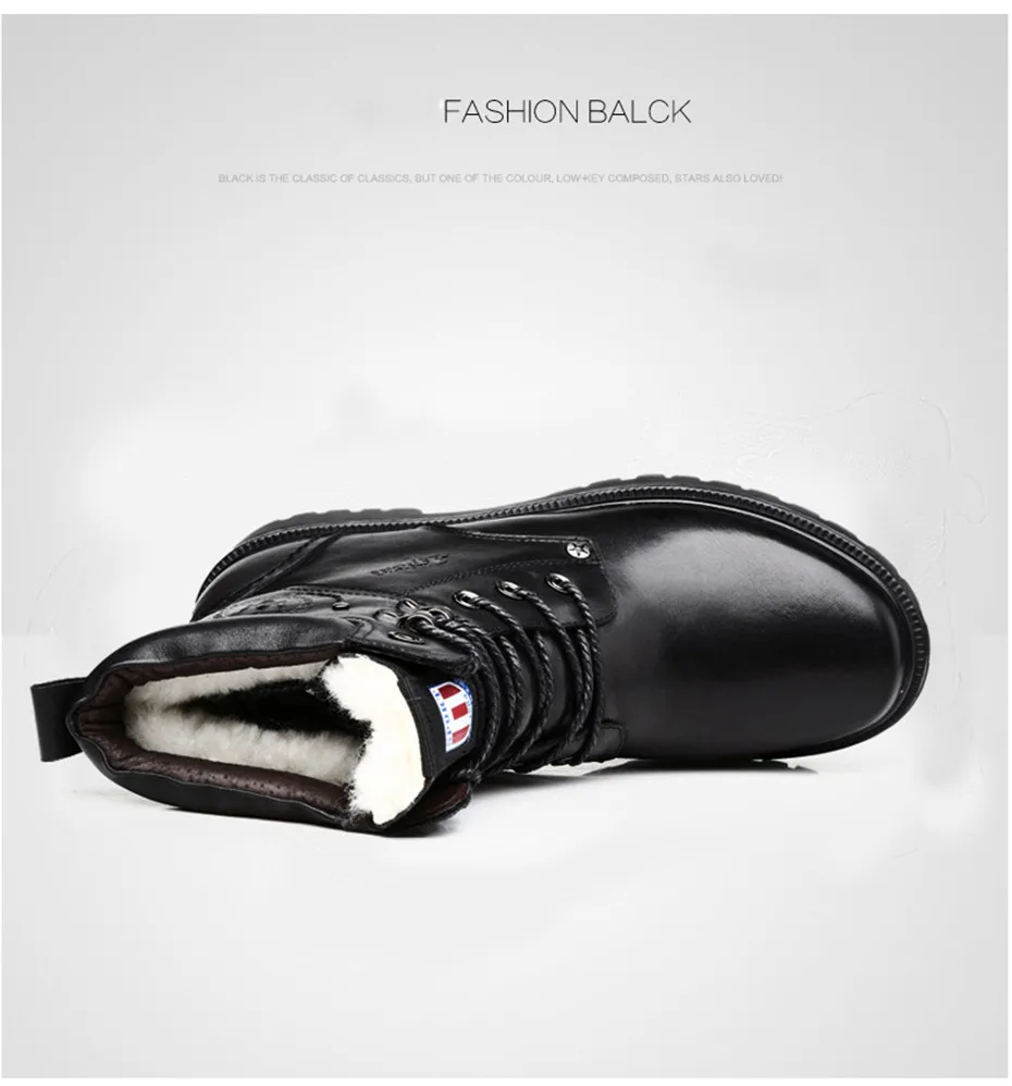 NINYOO/Новые черные мужские зимние ботинки из натуральной кожи; шерстяные ботинки; рабочие ботинки; резиновые водонепроницаемые зимние ботинки; большие размеры