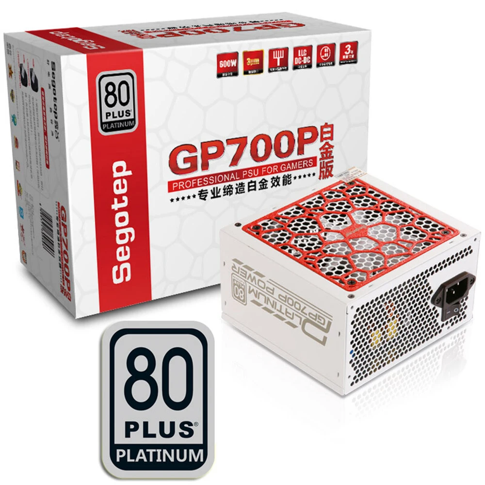 Segotep 600 واط GP700P atx pc الكمبيوتر المكتبي الألعاب psu 80 زائد البلاتين DC-DC 94% الكفاءة pfc النشطة العالمي