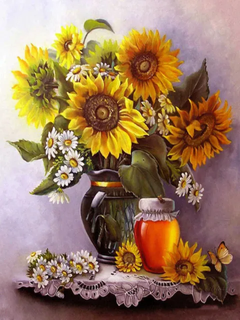 honey aroma Set for painting by numbers on canvas cheap wall art flowers pictures for living room