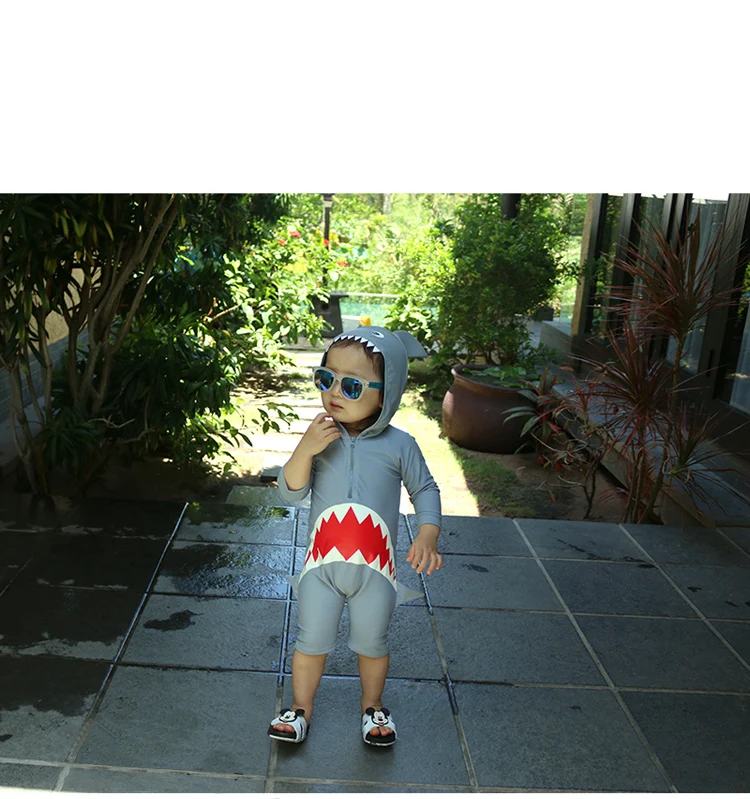 Roupa de Banho Crianças Maiô Bebê Menino Animais Tubarões Infantil Natação Roupas Piscina Proteção uv Terno 11 High Quality Mamãe e Bebê