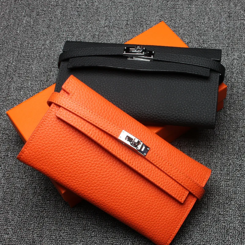 

women's genuine leather Money Clips 2018 new first layer of leather long ladies leather wallet large wallet clutch purse