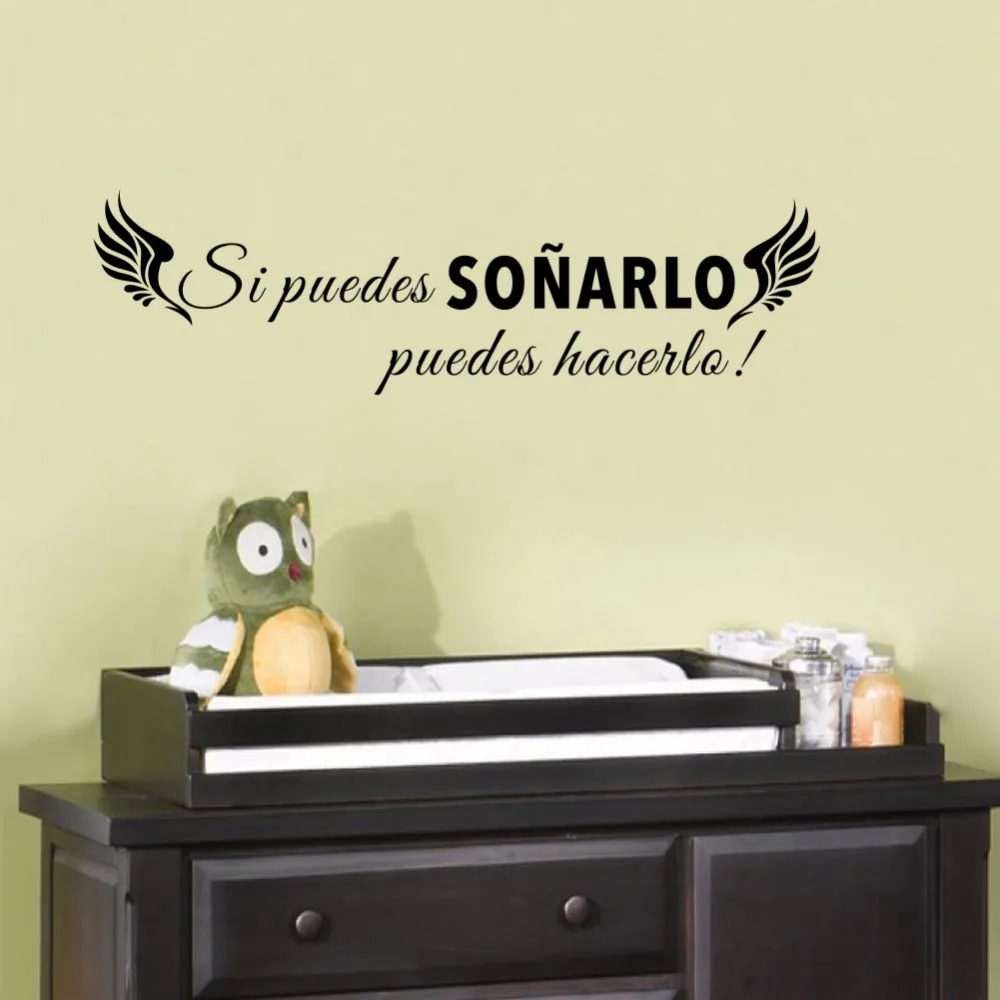 Classics Spanish Quotes If You Can Dream with Wing Vinyl Wall Sticker Bedroom Inspirational Decal for Home Decor Mural D054 | Дом и сад