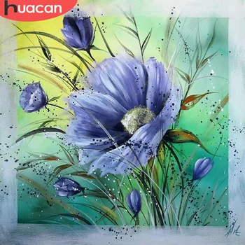 

HUACAN Diamond Painting Flowers 5D DIY Diamond Embroidery Mosaic Cross-stitch Picture Rhinestone Art Crafts Sewing