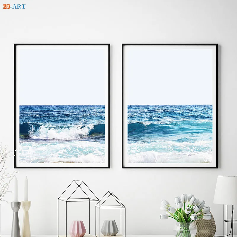 المحيط الشاطئ المشارك موجات تصفح قماش اللوحة المشهد جدار الفن الساحلية ديكور فني الشمال الديكور المنزل