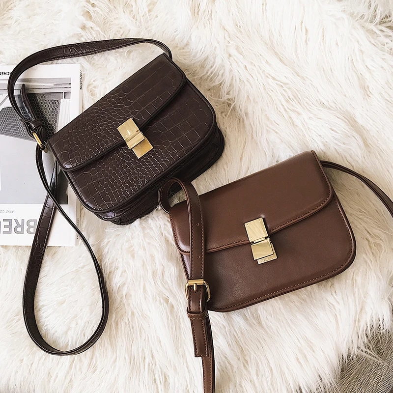 

High quality designer satchels brand pu leather purses and handbags ladies chain clutch tofu bag messenger tote Alligator flap