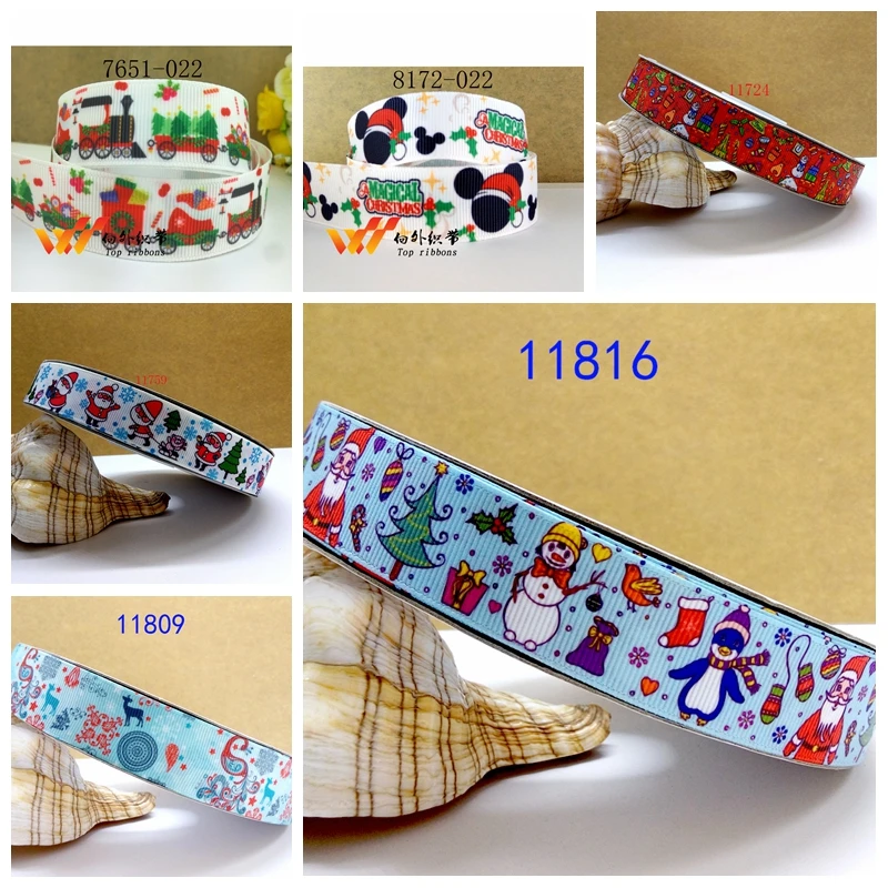 

Free shipping 50 yard Chirstmas printed grosgrain ribbon 11816