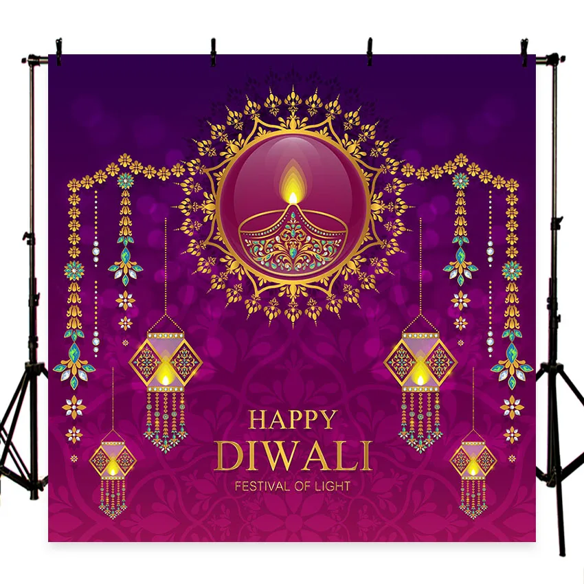 

MEHOFOTO Happy Diwali Flowers Pattern Candles photography backdrops wall backdrop Vinyl cloth Computer print photo background