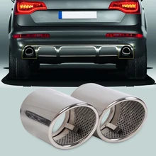 Beler 2Pcs Chrome Rvs Uitlaat Tail Dempers Tip Pijp Fit Voor Audi Q7 3.0 Tdi Tfsi 2006 2007 2008 2009 2010-2013