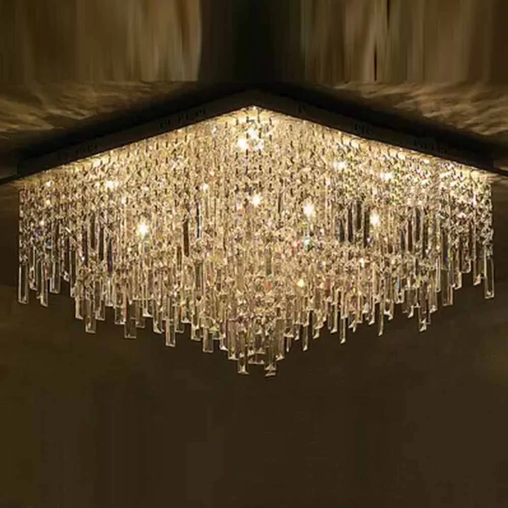 

luxury design large crystal chandelier ceiling fixtures Length 100cm lustre living room lights